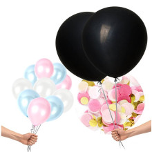 Группа 36" гигантский черный круглый Пол раскрыть Поп воздушный шар с розовыми и голубыми конфетти для душа ребенка